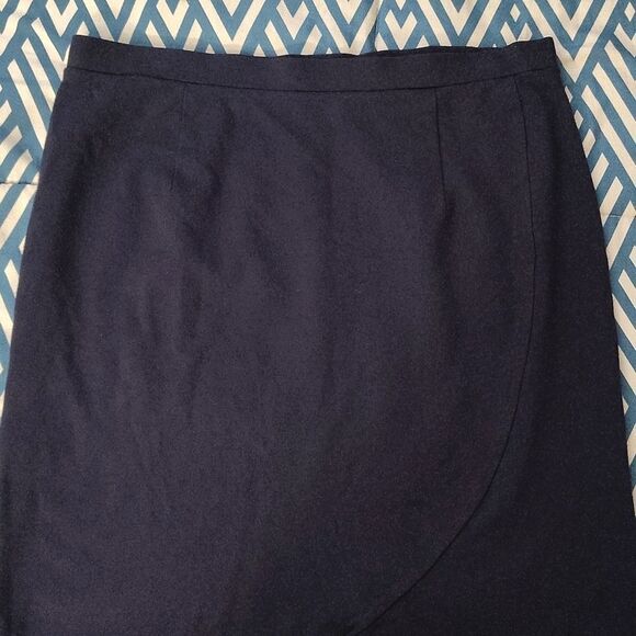 Maurices Navy Blue Pull On Stretch Knit Midi Pencil Skirt Size Large - Picture 5 of 12